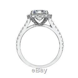 3.00 ct Round Cut D VS1 Cushion Halo Diamond Engagement Ring 14K White Gold