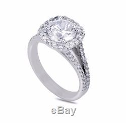 3.50 ct Split Shank Round Cut Halo Diamond Engagement Ring SI1 D White Gold 14k