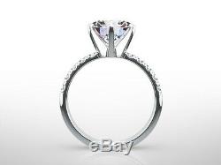 3 Carat Round Cut D VS2 Diamond Solitaire Engagement Ring 14k White Gold