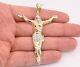 3 Mens Diamond Cut Crucifix Jesus Body Pendant Charm Real 10k Yellow White Gold