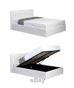 3ft 4ft 4ft6 5ft Ottoman Storage Gas Lift Up Faux Leather Bed Black Brown White