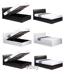 3ft, 4ft, 4ft6,5ft Standard or Ottoman Storage Bed Black Brown White with Mattress