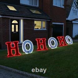 3m Outdoor HO HO HO Light Up LED Christmas Silhouette Tinsel Motif Decoration
