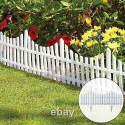 4 White Plastic Wooden Effect Lawn Border Edge Garden Edging Picket Fencing Set