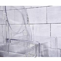 4 x Ghost Transparent Clear Chairs Dining Room Wedding Chair Bar Stackable UK