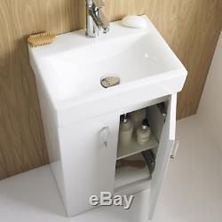 450 Square Bathroom Cabinet Gloss White Vanity Unit Basin Ceramic Sink Cloakroom
