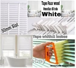 50 mm Slat White Faux wood blinds with Tape Wooden Venetian Blind for Windows