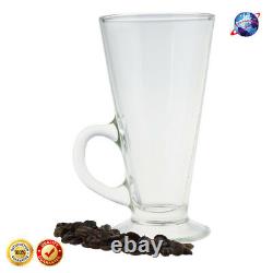 6 Pack 230ml Hot Cold Drinks Latte Cappuccino Glass Mugs Coffee Cup Free Spoons