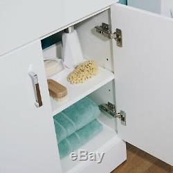 600mm White Vanity Unit Ceramic Basin Sink Bathroom Cloakroom Storage Cabinet