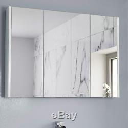900mm Bathroom Mirror Cabinet 3 Door Storage Cupboard Wall Hung Modern White