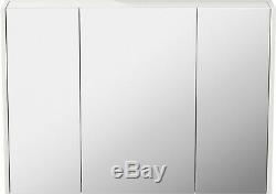 900mm Bathroom Mirror Cabinet 3 Door Storage Cupboard Wall Hung Modern White
