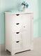 A Brand New White Wood Free Standing 1 Door 4 Drawer Bathroom Furniture Cabinet