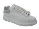 Alexander Mcqueen Ladies White Grey Leather Oversized Trainers Size Uk8 New