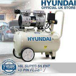 Air Compressor 24L SUPER Silent Portable Oil Free 1HP 100PSI 7BAR 230v HYUNDAI