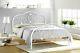 Alexis Small Double 4ft&double 4ft6 White Metal Bed Frame With Wooden Slats Base