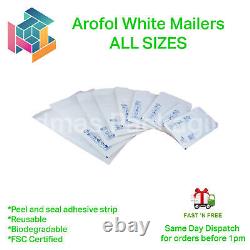 Arofol Genuine White Bubble Jiffy Padded Envelopes Mailers Bags 11 SIZES