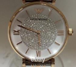 BRAND NEW Emporio Armani AR1926 Two Tone Rosegold Crystal Pave Dial Women Watch