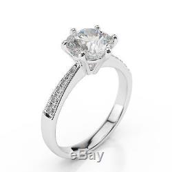BRILLIANT ROUND CUT 2 CT WEDDING ENGAGEMENT RING SI1 D 14k WHITE SOLID REAL GOLD