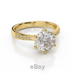 BRILLIANT ROUND CUT 2 CT WEDDING ENGAGEMENT RING SI1 D 14k WHITE SOLID REAL GOLD