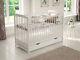 Baby Cot Bed With Drawer Toddler Cot White Deluxe Aloe Vera Foam Mattress