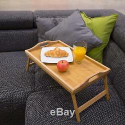 Bamboo Wooden Bed Tray With Folding Legs Serving Breakfast Lap Tray Table Mate
