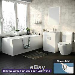 Bath + Toilet Pan Free Standing Vanity Unit Complete Bathroom Suite Desner