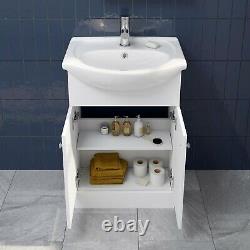Bathroom Basin Sink Vanity Unit Single Tap Hole Floor Standing 550mm Matte White