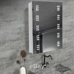 Bathroom LED Mirror Cabinet with Clock/Shaver Socket/Sensor Switch/Demister Pad
