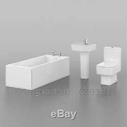 Bathroom Suite Pedestal Basin Sink Close Coupled Toilet & Straight Bathtub Bath