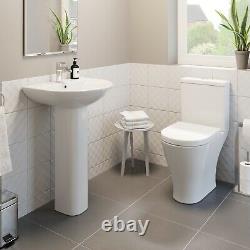 Bathroom Toilet Close Coupled Space Saving Compac WC Pan Soft Close Seat Cistern