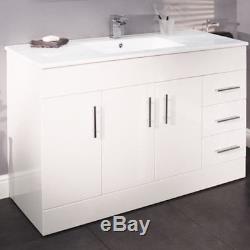 Bathroom Vanity Unit 1200mm Large Ceramic Sink White Floor Standing Storage