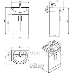 Bathroom Vanity Unit Kass 550mm Sink Basin Cloakroom Furniture Storage Cabinet