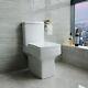 Bathroom Wc Ceramic Square Close Coupled Toilet With Soft Close Seat Modern
