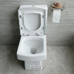 Bathroom WC Ceramic Square Close Coupled Toilet With Soft Close Seat Modern