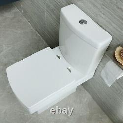 Bathroom WC Ceramic Square Close Coupled Toilet With Soft Close Seat Modern