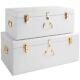 Beautify Extra Large Storage Trunks Box Chest Set Of 2 White Bedroom Living Room