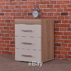 Bedroom Furniture Set Sonoma Oak/White Wardrobe 4+2 Drawer Chest 3 Draw Bedside