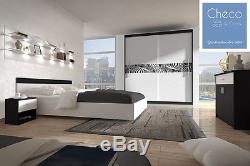 Bedroom Furniture'zebra' Modern Sliding Door Wardrobe Bedframe Chest Of Drawers