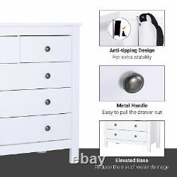 Bedroom Home 5 Chest Of Drawers with Feet & Handles White