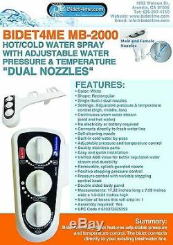 Bidet4me Hot/Cold Water Dual Nozzles Non-Electric Toilet Seat, White Free Ship