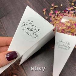 Biodegradable Personalised White Confetti CONES + Dried Petal Wedding CONFETTI
