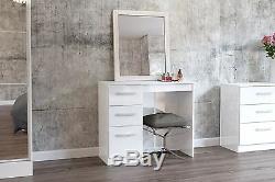 Birlea Lynx High Gloss All White 3 drawer Dressing Table bedroom furniture new