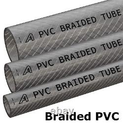 Braided or Unbraided PVC Tube Tubing Pipe All Sizes & Lengths Clear Water fuel