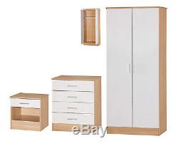 Brand NEW Galaxy 3 Piece Bedroom Furniture Sets Wardrobe Bedside Chest Draws