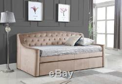 Brand New 3FT Crushed Velvet Fabric Dream DayBed With Trundle Champagne