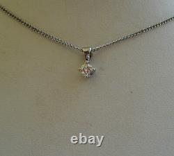 Brand New Diamond Solitaire 9ct White Gold Pendant Necklace & Gold Chain £160