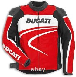 Brand New Ducati Corse Motorcycle Leather Racing Jacket Ce Approved