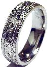 Brand New! Men's Hand Engraved 14k White Gold 6 Mm Wide Wedding Band Comfort Fit