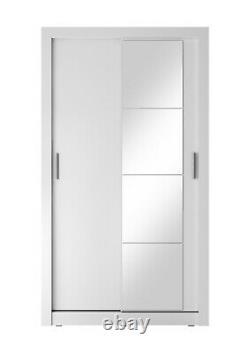 Brand New Modern Bedroom Mirror Sliding Door Wardrobe ARTI 6 120cm in White Matt
