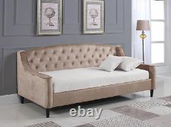 Brand New Velvet Fabric Dream DayBed Champagne With Wooden Sprung Slats